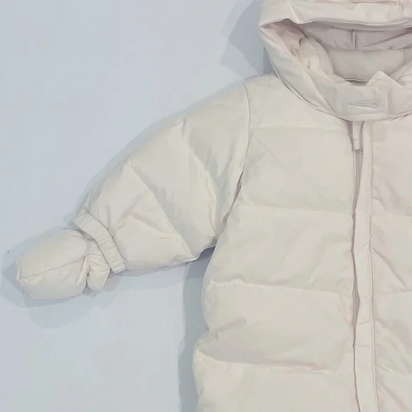 Baby Gap Ivory Frost Puffer Warmest Snowsuit Bunting Bag Size 0-6 months bin 2A - Picture 4 of 9
